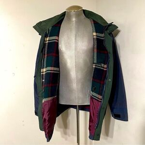 Woolrich Vintage Parka Full Zip Hood Plaid Wool Blanket Lined Jacket Mens Large